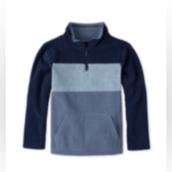 Boys Half-Zip Pull-Over Sweater - Navy Blue, Blue, & Grey - Picture 6 of 6